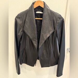 Vince Brand women’s leather scuba jacket in black, Medium.